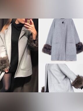 Zara COAT WITH FAUX FUR CUFFS